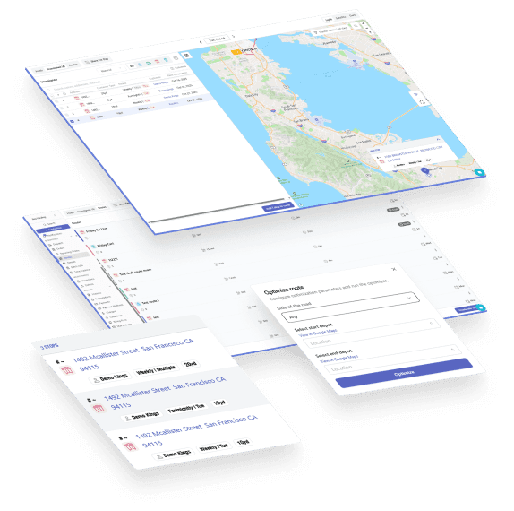 Fleet management dashboard showing route optimization and driver tracking