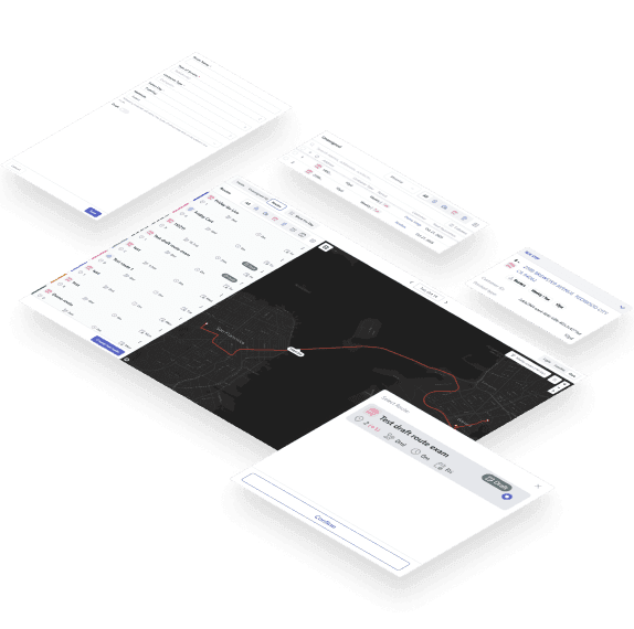 Garbage route planning software interface showing optimized routes and stop locations